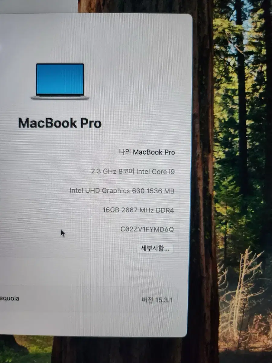 맥북 프로 2019년형 인텔 i9, 16GB, 1TB SSD (2020년